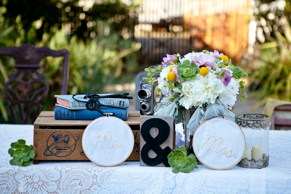 los laureles lodge, center pieces, bride and groom table, vintage