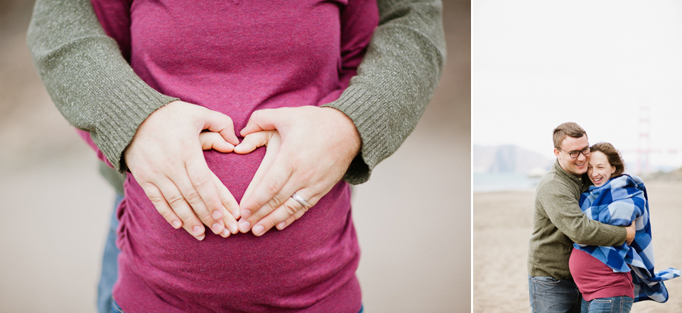 baker beach maternity session, san francisco, laurel and stephen, golden gate bridge