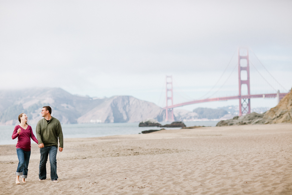 baker beach maternity session, san francisco, laurel and stephen, golden gate bridge