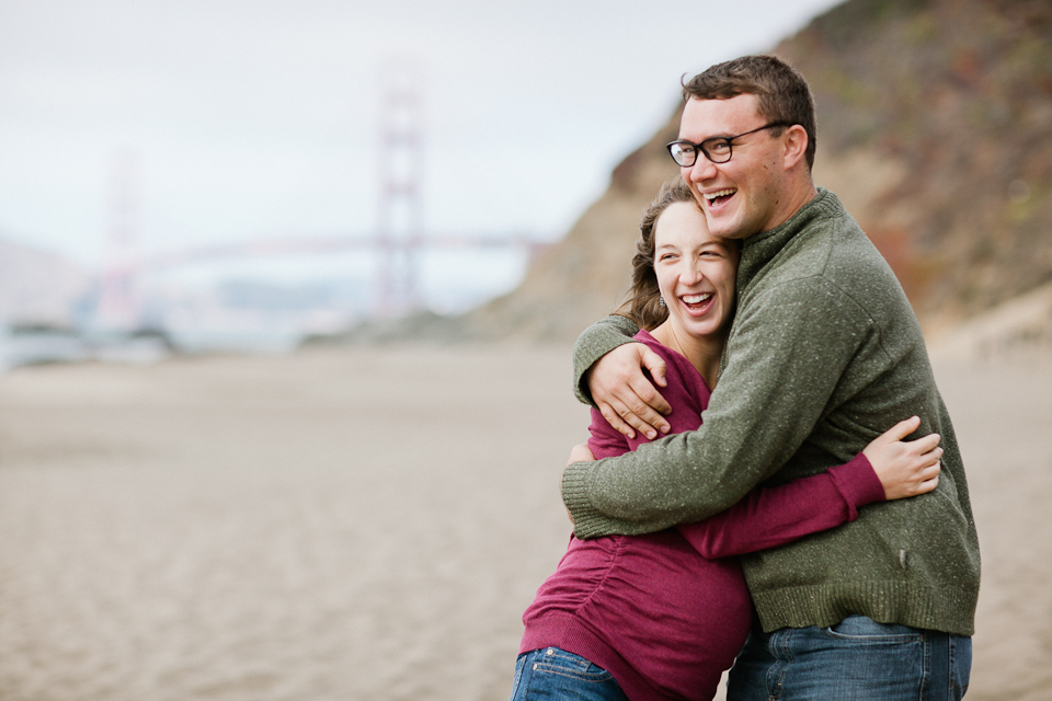 baker beach maternity session, san francisco, laurel and stephen, golden gate bridge