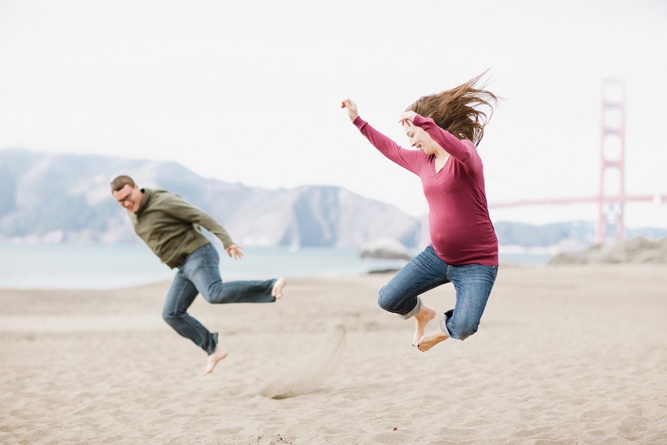 baker beach maternity session, san francisco, laurel and stephen, golden gate bridge