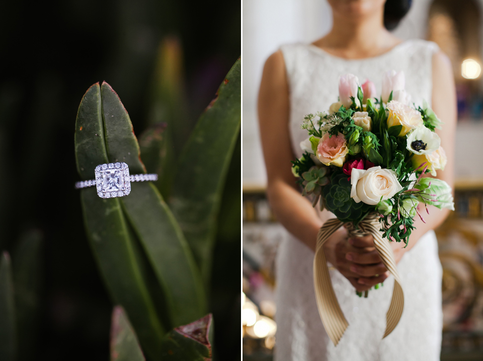 san francisco city hall civil ceremony photographer, ring exchange, city hall, civic center, san francisco engagement photographer, succulent bouquet, engagement ring