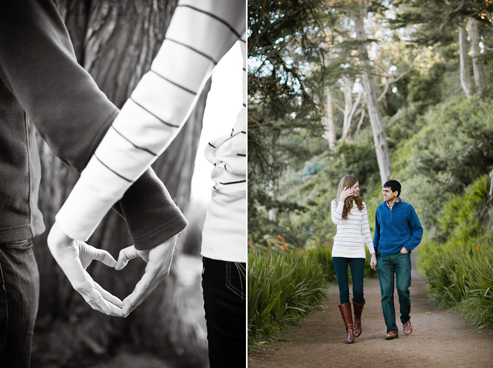 san francisco rustic engagement session, legion of honor engagement, rustic engagement session, architecture couple photography, etsy & sign, lands end trail, heart shaped hands