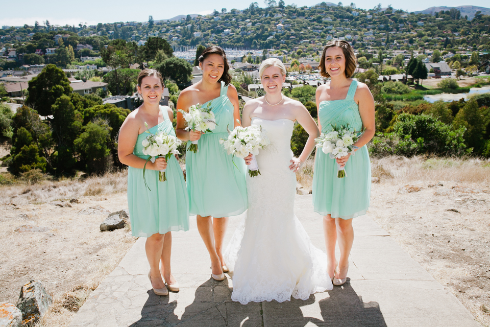 tiburon wedding, old st. hilary's church wedding, guaymas restaurant wedding lunch, bay area wedding photographer, tiffany blue bridesmaids, mill valley flowers, wedding with a view