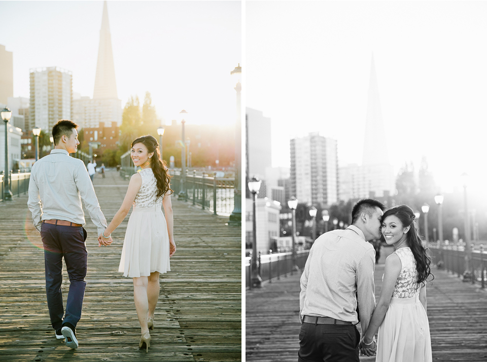 san francisco engagement session, san francisco engagement photographer, bay area wedding photographer, golden light, potrero hill engagement, cupids arrow, cupids bow engagement, pier 7 engagement, california wedding photography, jasmine lee photography