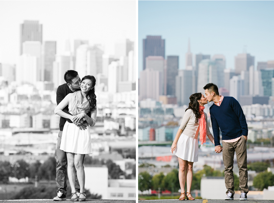 san francisco engagement session, san francisco engagement photographer, bay area wedding photographer, golden light, potrero hill engagement, cupids arrow, cupids bow engagement, pier 7 engagement, california wedding photography, jasmine lee photography