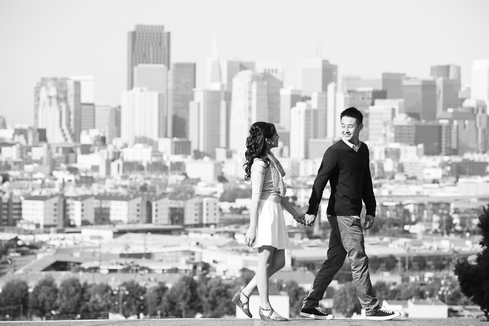 san francisco engagement session, san francisco engagement photographer, bay area wedding photographer, golden light, potrero hill engagement, cupids arrow, cupids bow engagement, pier 7 engagement, california wedding photography, jasmine lee photography