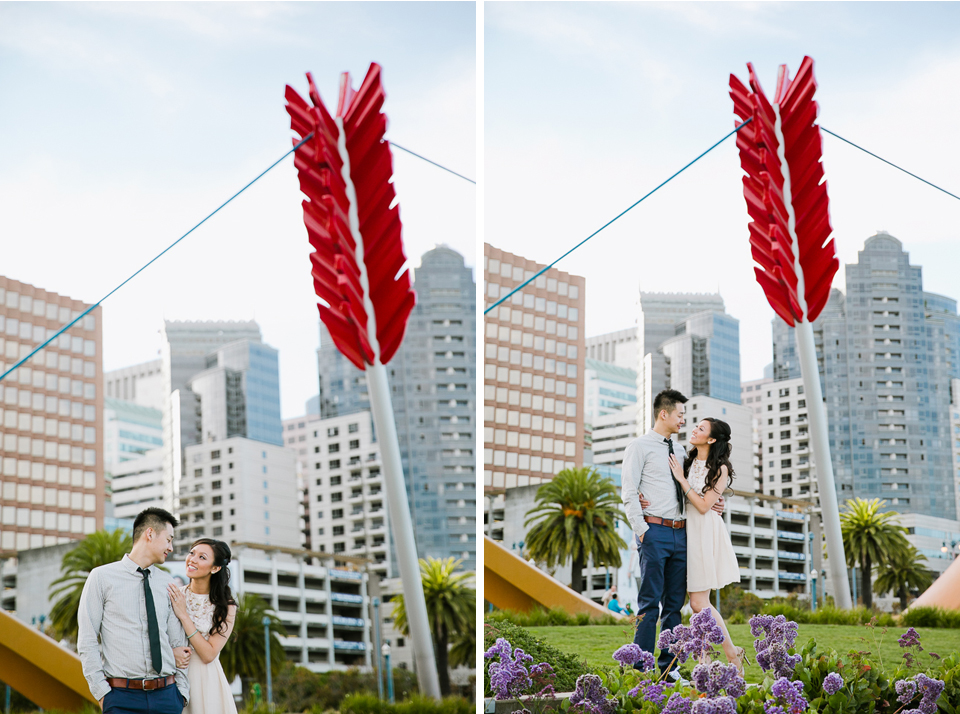 san francisco engagement session, san francisco engagement photographer, bay area wedding photographer, golden light, potrero hill engagement, cupids arrow, cupids bow engagement, pier 7 engagement, california wedding photography, jasmine lee photography