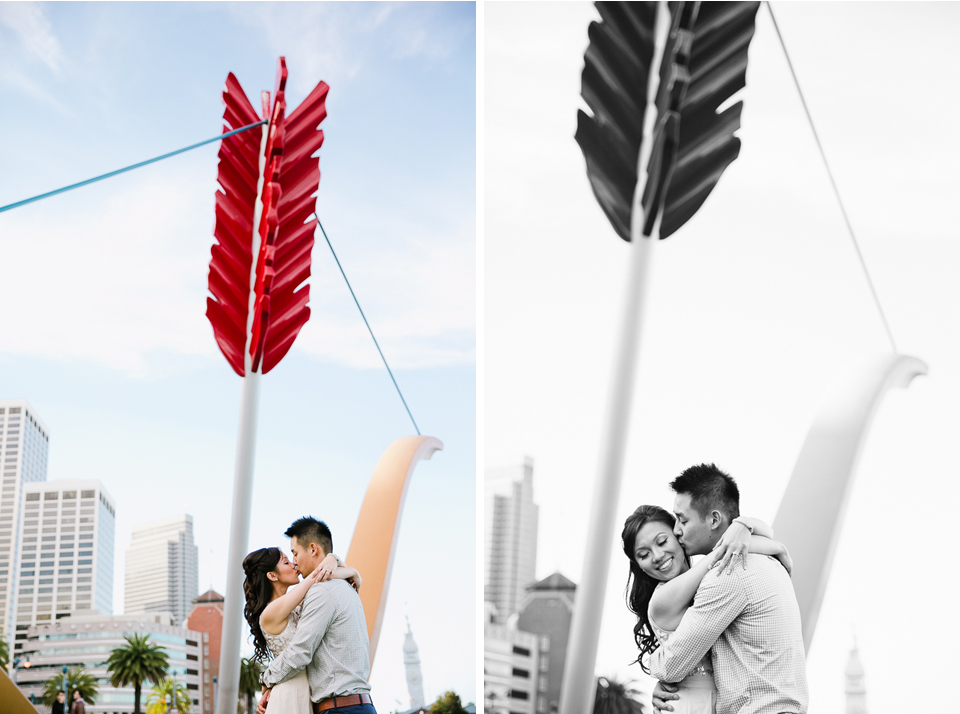 san francisco engagement session, san francisco engagement photographer, bay area wedding photographer, golden light, potrero hill engagement, cupids arrow, cupids bow engagement, pier 7 engagement, california wedding photography, jasmine lee photography