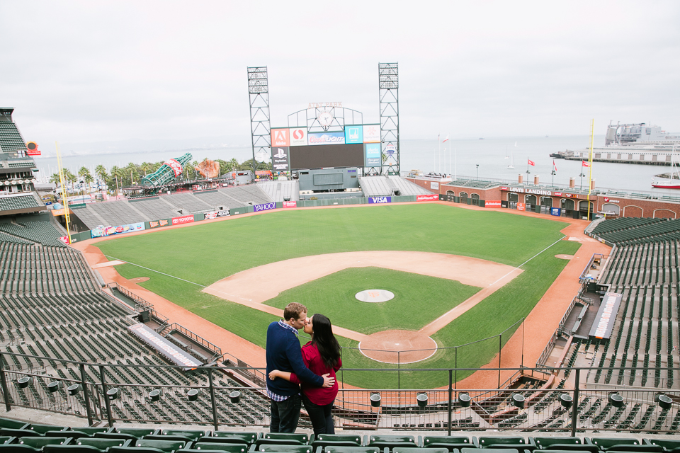  san francisco engagement session, san francisco engagement photographer, bay area wedding photographer, golden light, california wedding photography, jasmine lee photography, san francisco giants baseball engagement session, giants engagement session, photographing inside the ballpark, private tour engagement, mlb engagement, giants fans