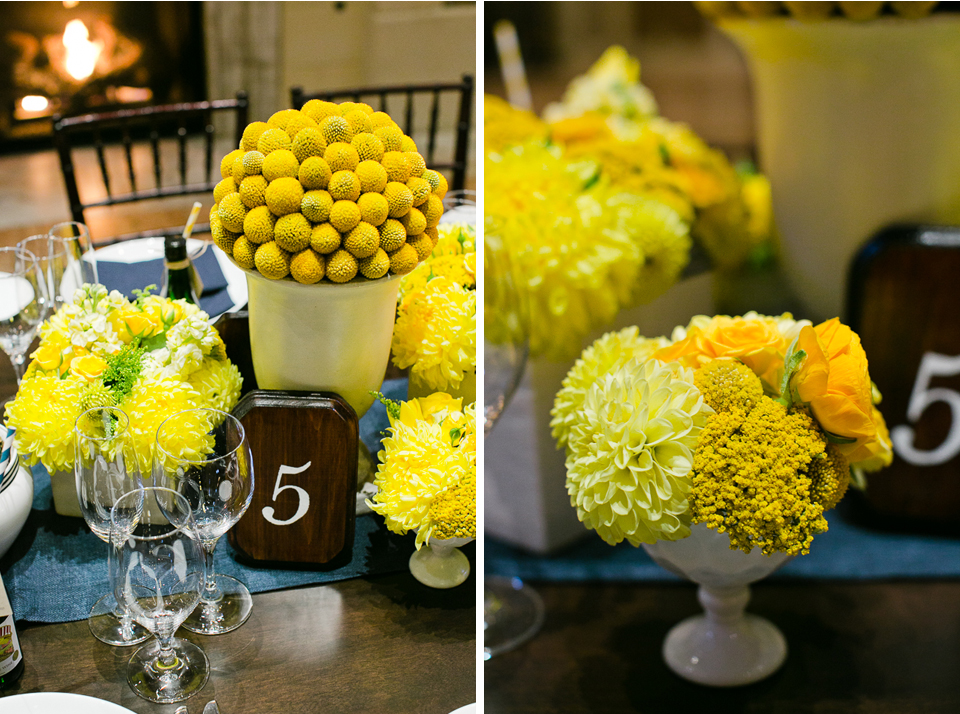 ceremony magazine, tabletop styled shoot, yellow and blue themed wedding reception, the petal company, casa real winery, jasmine lee photography