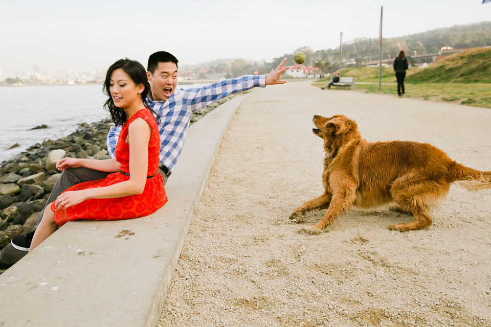 san francisco engagement session, golden gate park engagement, row boat engagement, bouquet of balloons on a boat, stow lake bridge, stow lake engagement, chrissy fields engagement, rock n roll couple, golden gate bridge, eat, drink, be merry, photobooth, save the dates, bay area wedding photographer, bay area engagement photography, jasmine lee photography