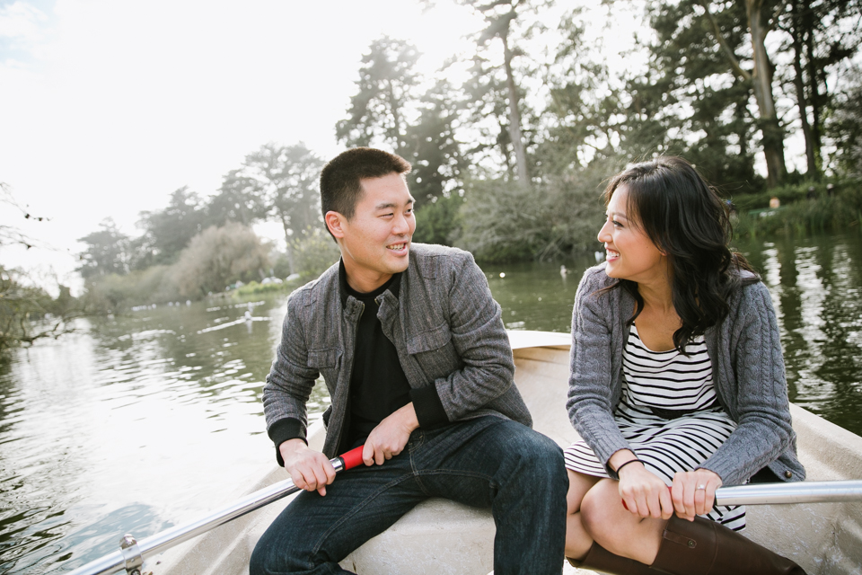 san francisco engagement session, golden gate park engagement, row boat engagement, bouquet of balloons on a boat, stow lake bridge, stow lake engagement, chrissy fields engagement, rock n roll couple, golden gate bridge, eat, drink, be merry, photobooth, save the dates, bay area wedding photographer, bay area engagement photography, jasmine lee photography