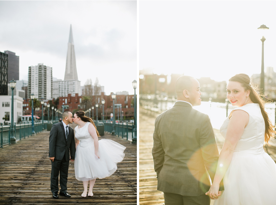 san francisco city hall wedding photographer, courthouse wedding, civil ceremony wedding, christian louboutin white glitter wedding shoes, Decollete Glitter Point-Toe Red Sole Pump, Glacier, creative city hall wedding photos, silhouette wedding photos, the most creative wedding photos at san francisco city hall, pier 7, golden light, rainy wedding, happy wedding couple, bay area wedding photographer, architecture wedding photography, transamerica pyramid, jasmine lee photography