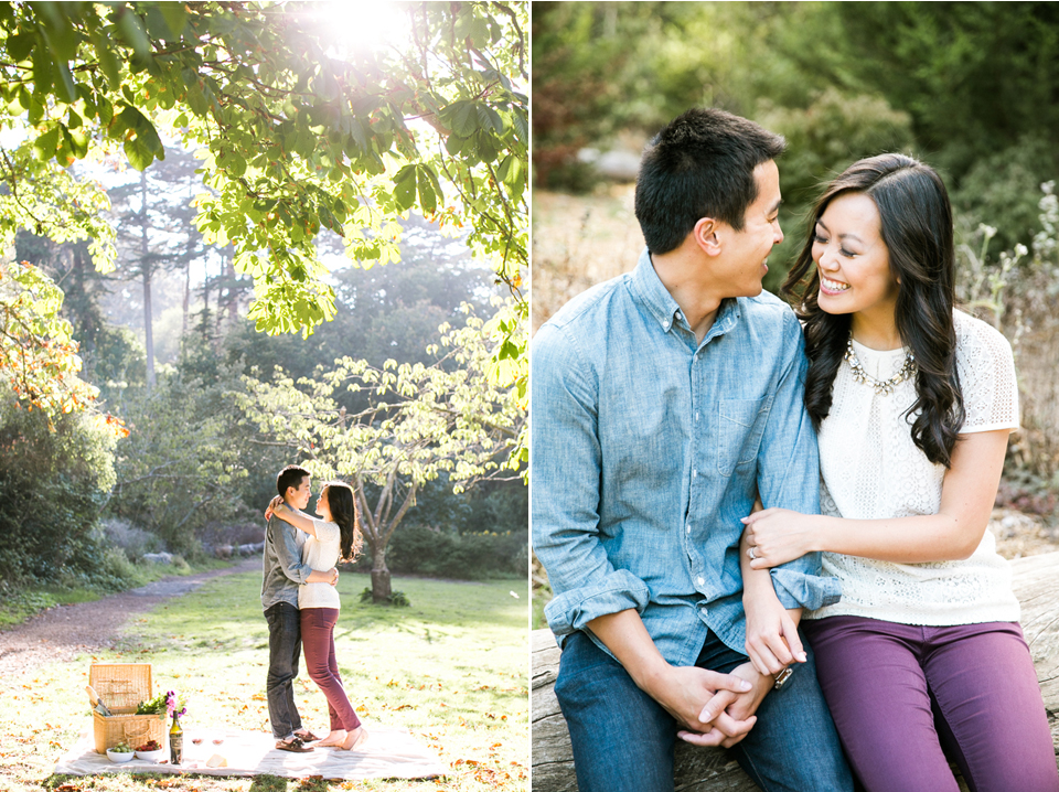 engagement ring, golden gate park, stow lake engagement, san francisco engagement session, golden light, picnic, wine and cheese, casual engagement photos, bay area wedding photography, bay area engagement photographer, jasmine lee photography