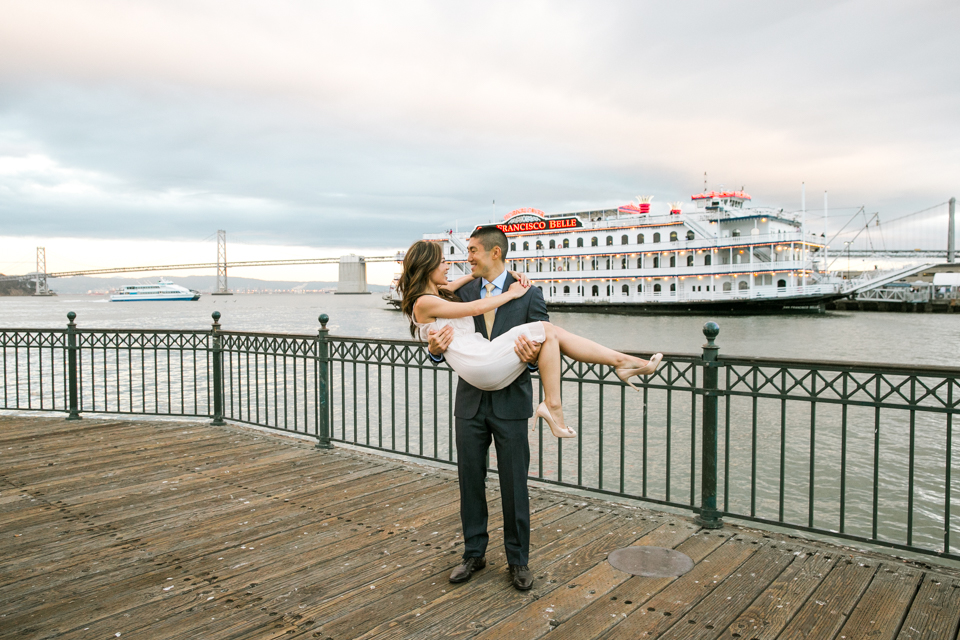 golden gate park engagement session, chihuahua, engagement ring, pier 7, round cut diamond ring, stow lake boat house, golden light, san francisco engagement session, bay area wedding photographer, embarcadero engagement, jasmine lee photography