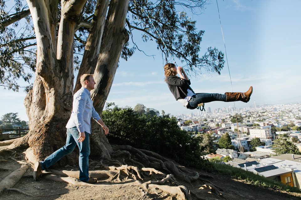 san francisco engagement session, bernal heights engagement, billy goat park, height difference, miettes candy shop, hayes valley engagement session, juice shop truck, urban engagement photos, creative engagement session, bay area wedding photographer, jasmine lee photography