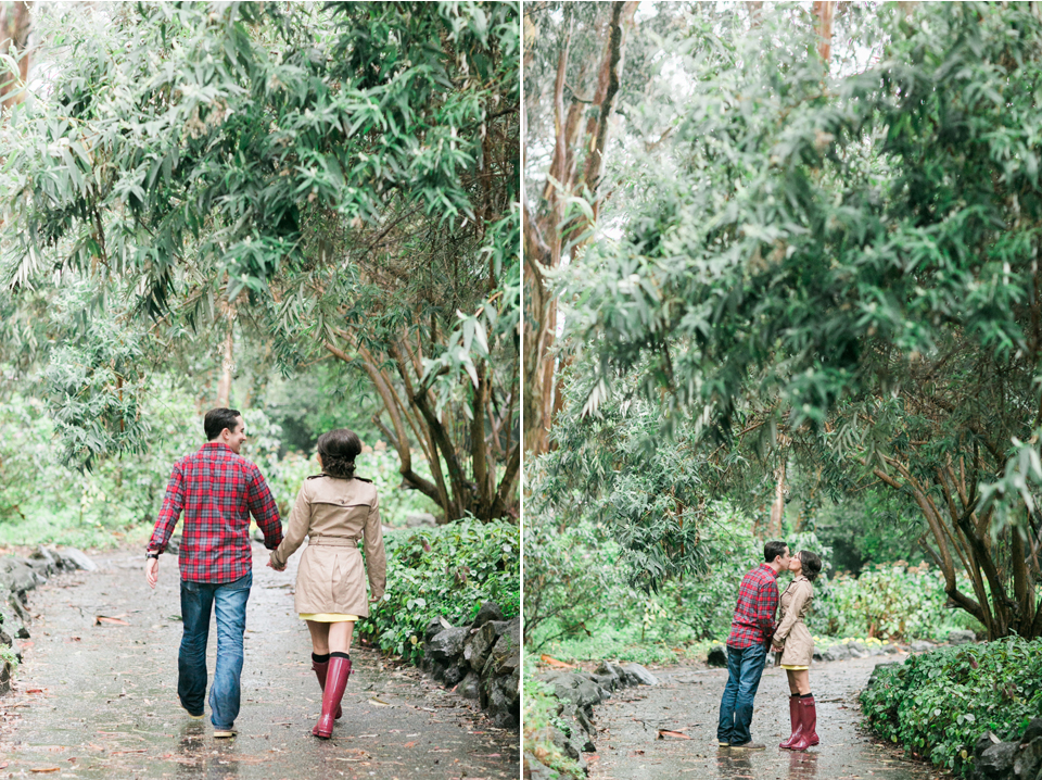 rainy day san francisco engagement session, pouring ring, bad weather engagement session, ice cream bar engagement session, golden gate park engagement session, red hunter boots, cute ice cream parlor engagement session, san francisco bay area engagement photography, bay area wedding photography, negative space, susie chhuor professional hair and makeup team, rustic nature outdoor engagement photos, destination engagement photography, jasmine lee photography