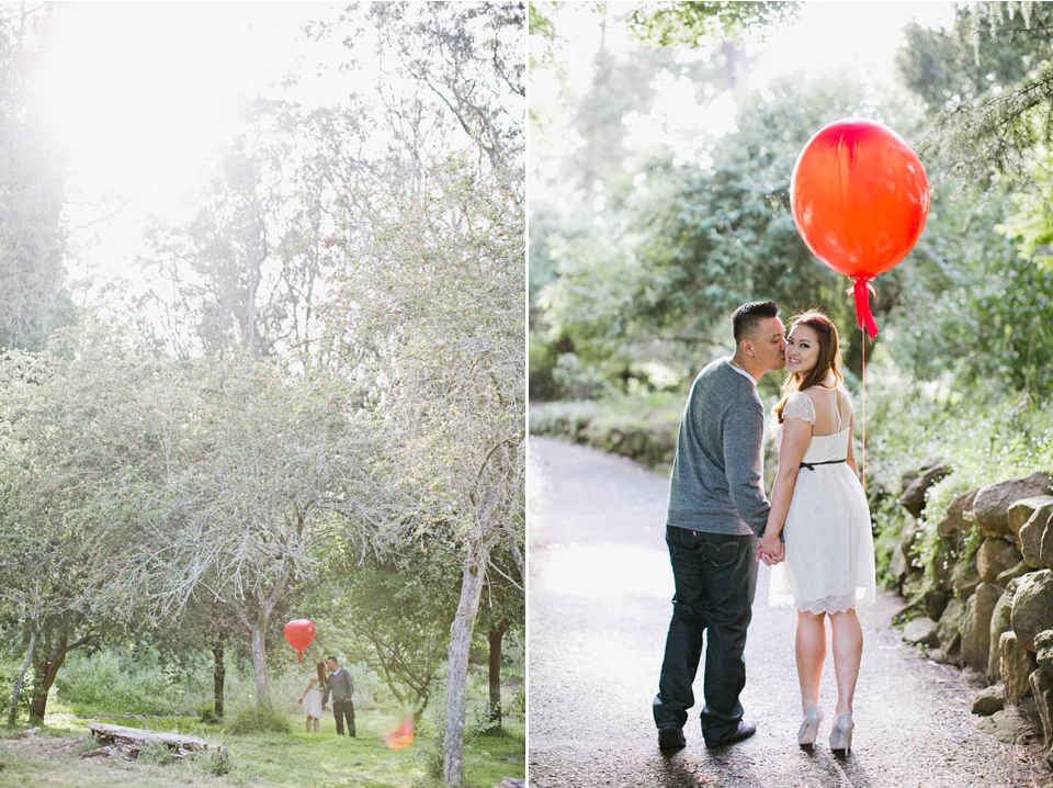 san francisco engagement session, golden gate park engagement photos, weather ballon heart, red heart balloon, baker beach engagement photos, bay area wedding photography, whimsical engagement session, jasmine lee photography