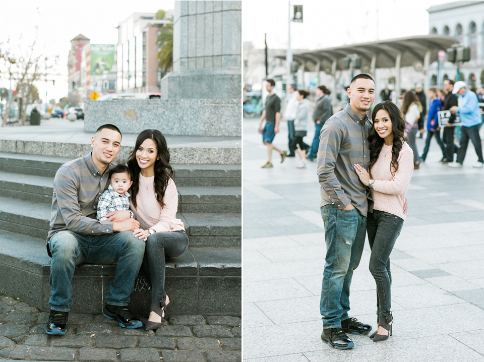 san francisco engagement session, ferry building engagement photos, embarcadero engagement photos, pier 7, golden light, urban engagement session, street photography, family portraits, lifestyle photography, bay area engagement photographer, jasmine lee photography