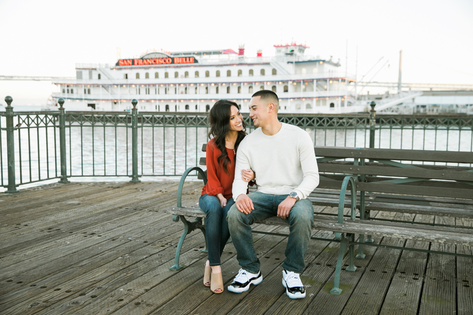 san francisco engagement session, ferry building engagement photos, embarcadero engagement photos, pier 7, golden light, urban engagement session, street photography, family portraits, lifestyle photography, bay area engagement photographer, jasmine lee photography