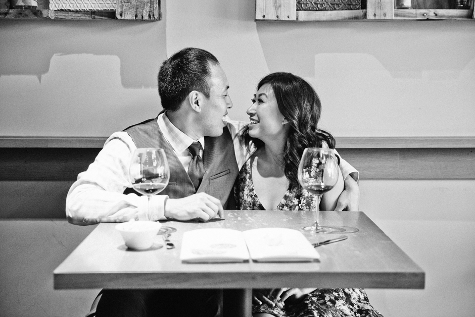 barrique wine bar engagement session, wine bar engagement, casual wine date, red wine and cheese, conservatory of flowers, flower field engagement session, golden gate park, picnic theme, magenta tulle skirt, golden light, urban engagement session, alleyway engagement, bay area wedding photographer, bay area engagement photographer, jasmine lee photography