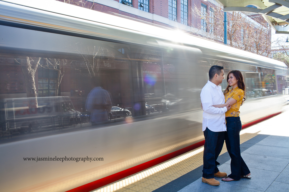 long exposure during day, couple, muni, bus, lens flare, couple