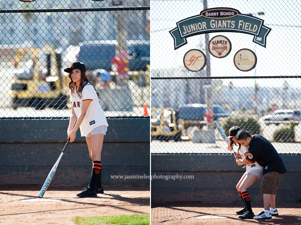 Couple playing baseball