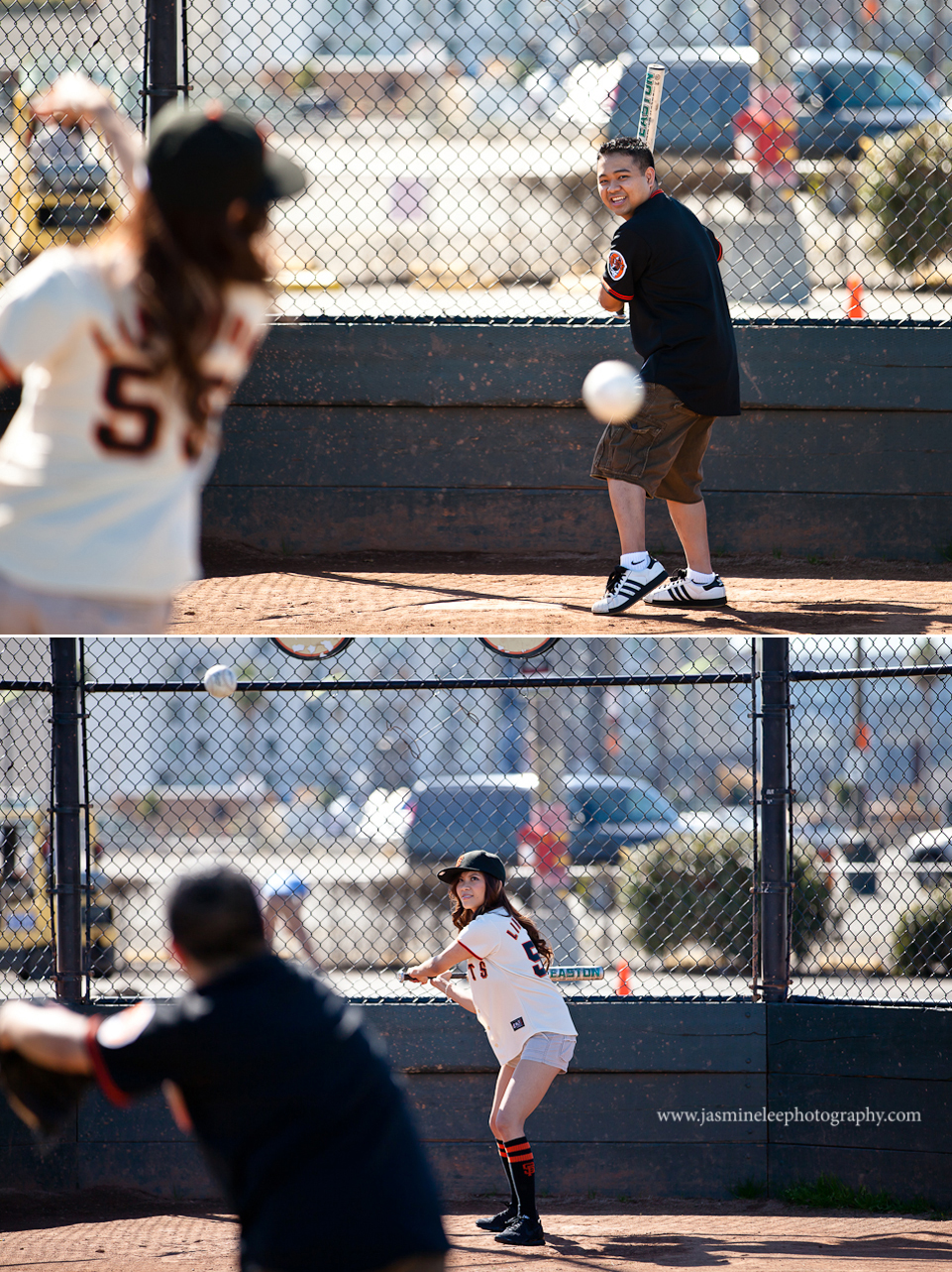 couple playing baseball