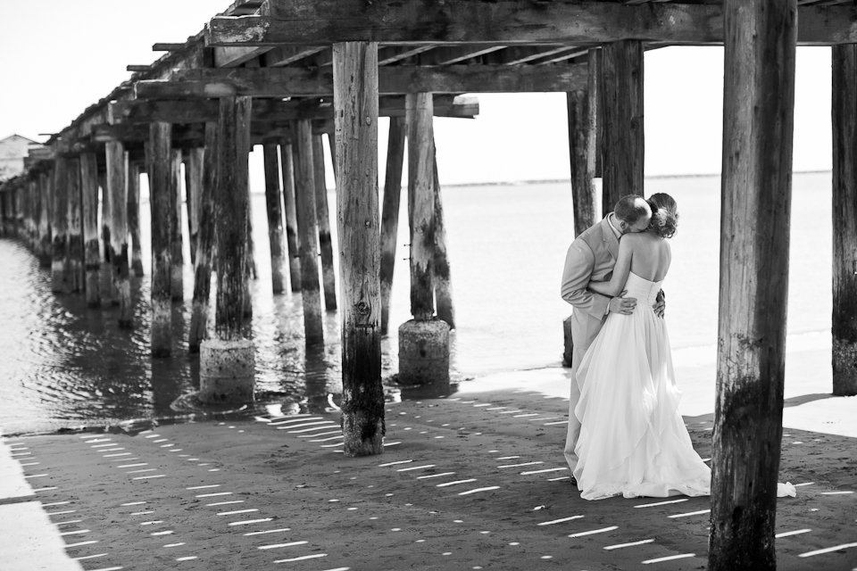 Juli and Isaac Half Moon Bay Wedding sneak peek, coast, pier, wedding, black and white, onelove photography