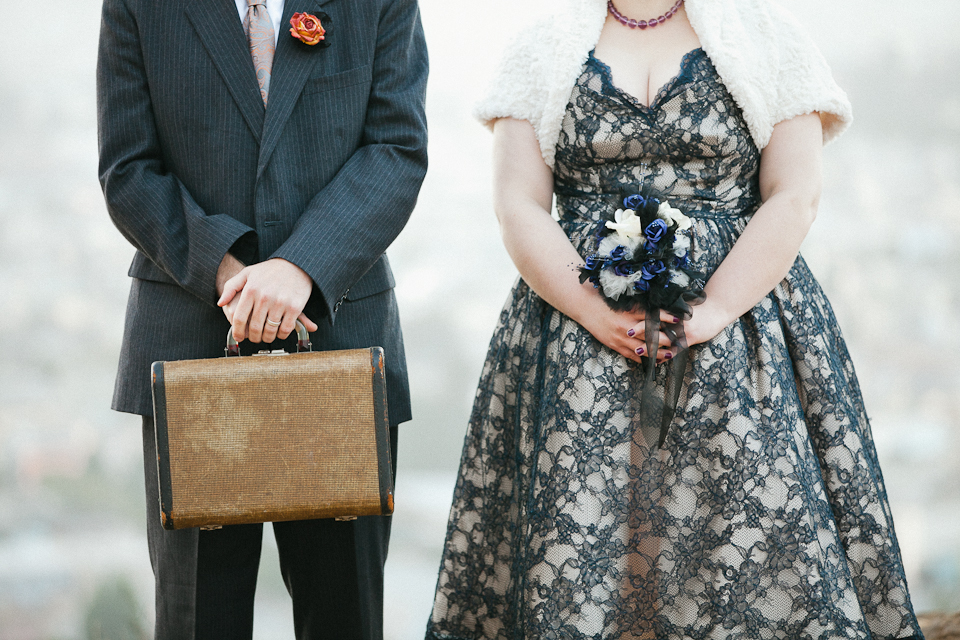 post wedding photoshoot, bernal heights photoshoot, san francisco, halloween inspired, vintage luggage, DIY details