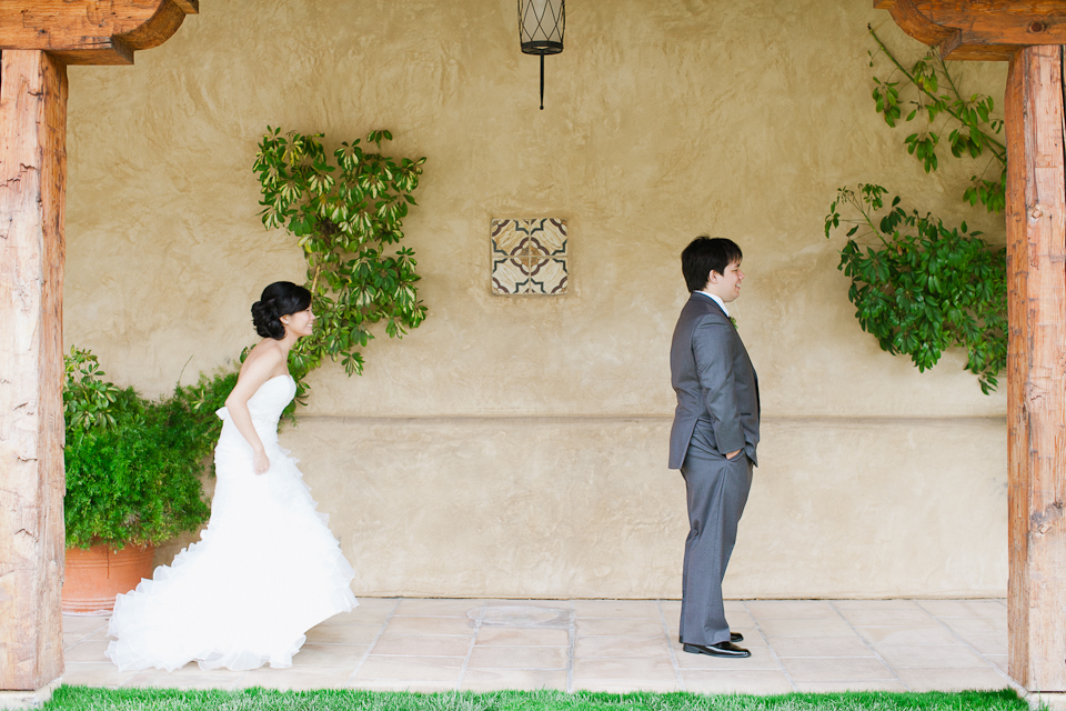 monterey wedding photographer, first look, wedding couple, happy couple, sweet first look