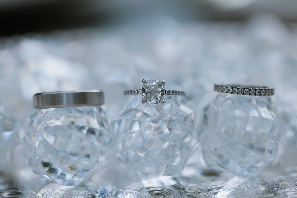 nestldown wedding photographer, wedding rings on top of crystals, traditional rings, los gatos wedding photography, south bay wedding