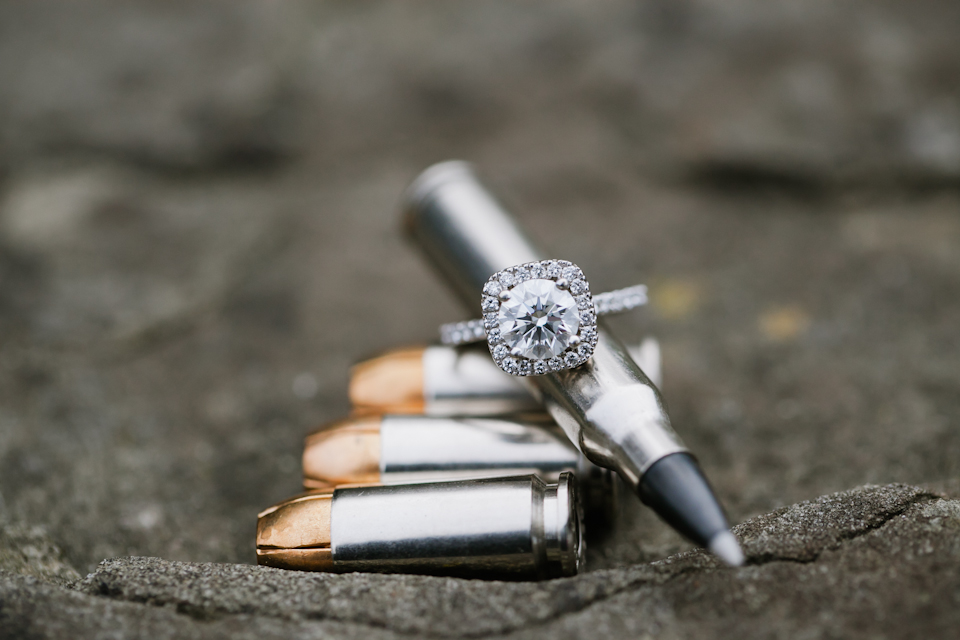 engagement ring with bullets, rounds, police officer, swat member, san francisco presidio,
