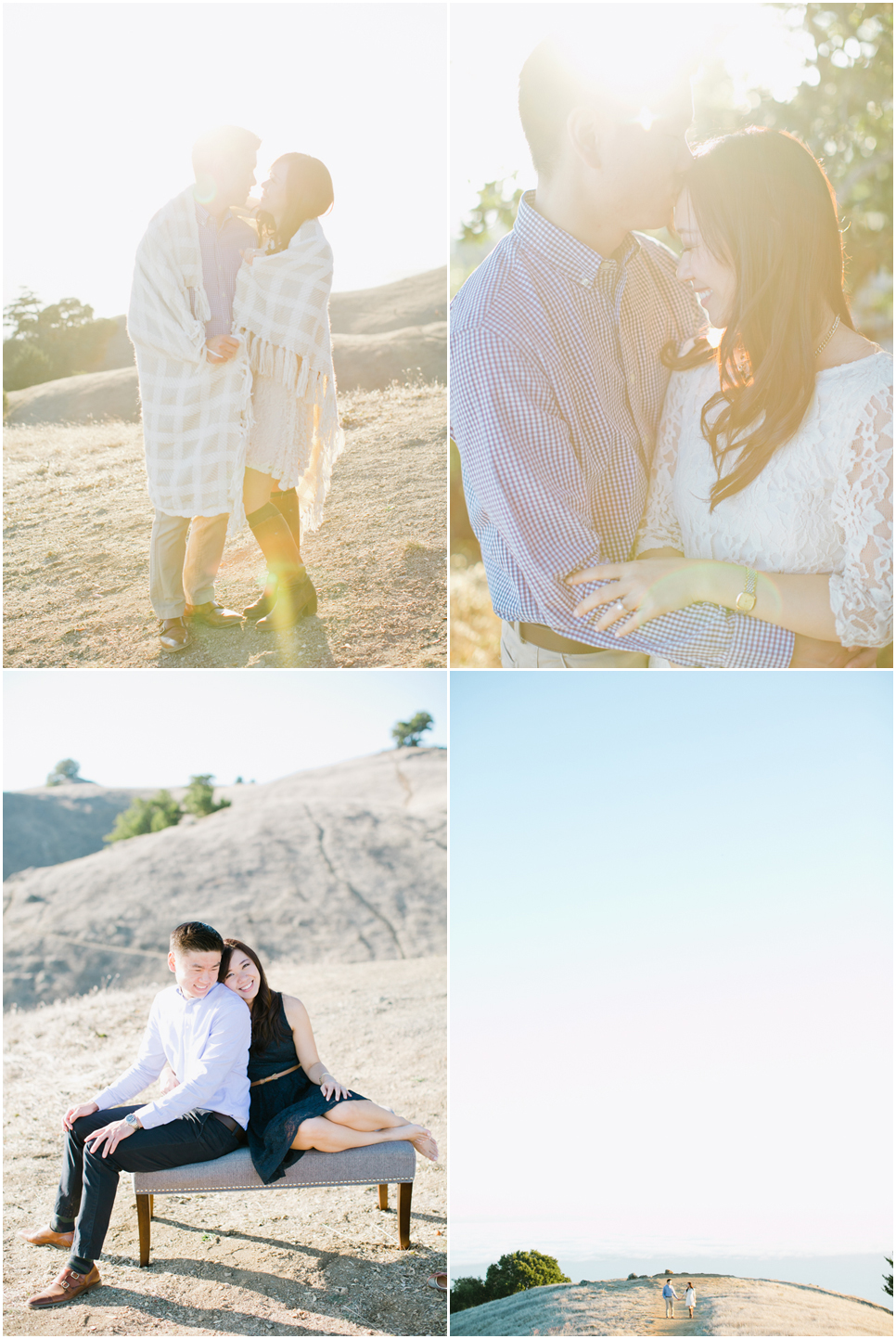 mill valley engagement session, north bay, on top of the world engagement photos, sausalito engagement, marin headlands, golden light, vintage furniture, creative negative space photos