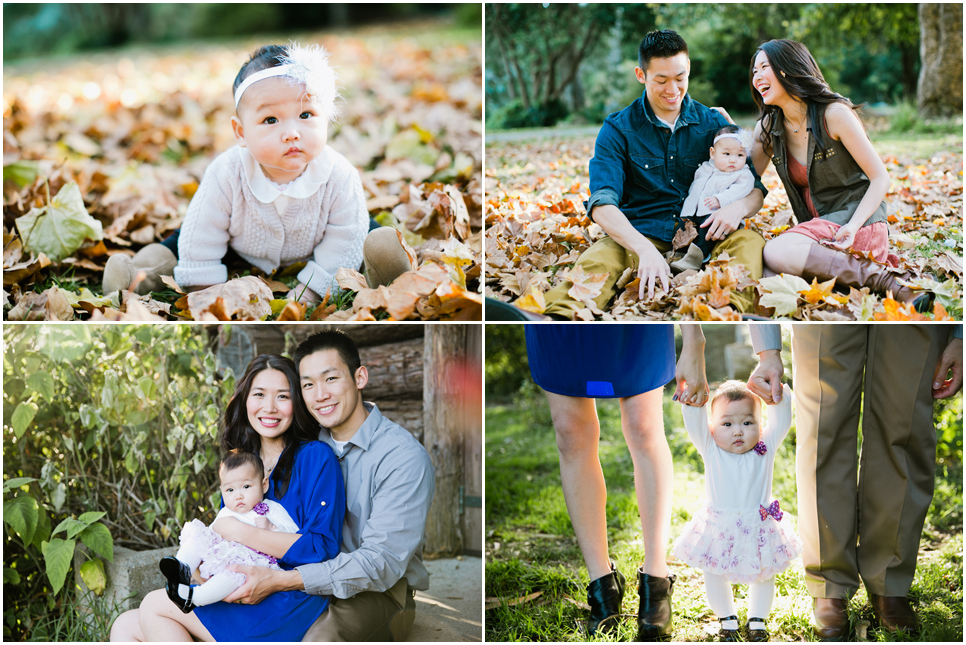 san francisco family photographer, family portraits, golden gate park, fall season, fall colors, leaves, it's a girl