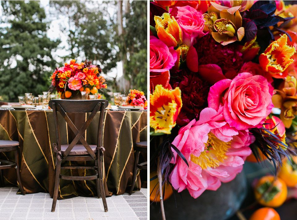 ceremony magazine, san francisco bay area wedding magazine, table top, fall inspired style shoot, persimmons, paul robertson floral design, jasmine lee photography
