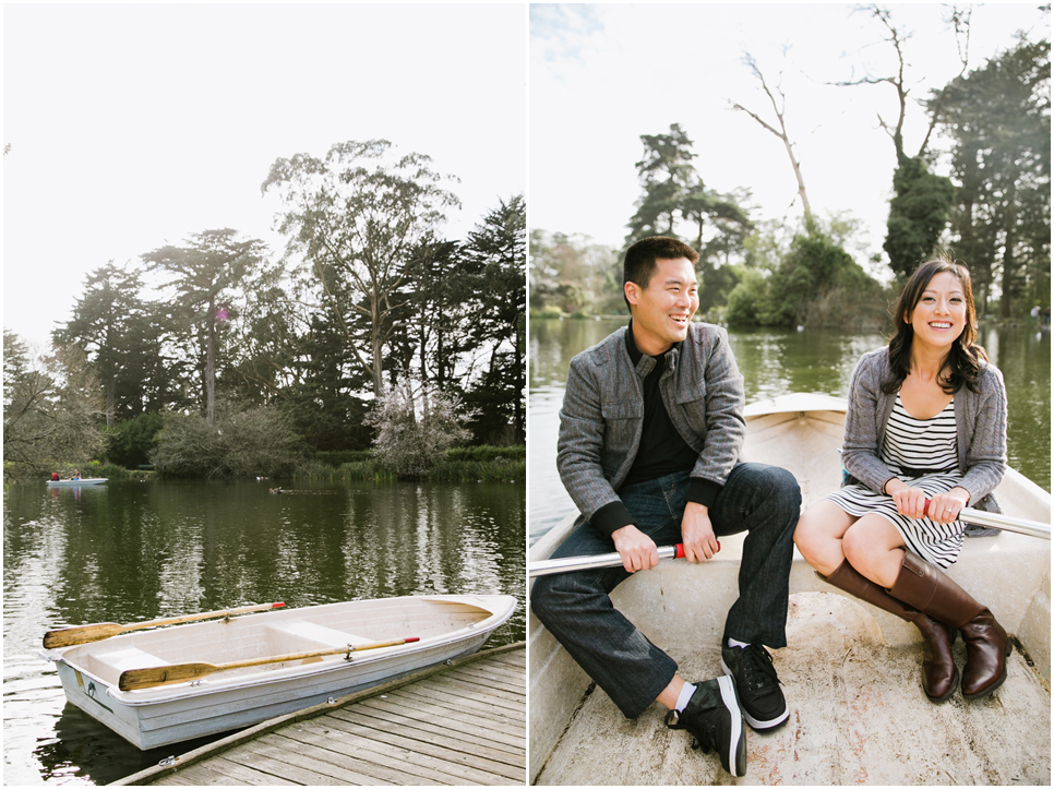 san francisco engagement session, golden gate park engagement, row boat engagement, bouquet of balloons on a boat, stow lake bridge, stow lake engagement, chrissy fields engagement, rock n roll couple, golden gate bridge, eat, drink, be merry, photobooth, save the dates, bay area wedding photographer, bay area engagement photography, jasmine lee photography