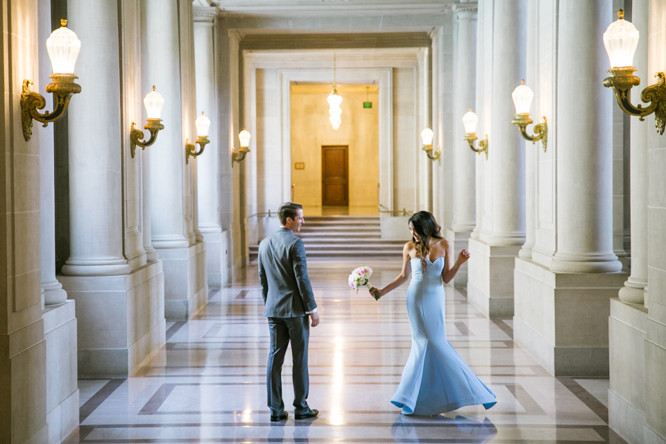 san francisco city hall wedding photography, city hall wedding elopement, blue mermaid wedding dress, breaking wedding traditions, creative city hall wedding photos, san francisco wedding photographer, bay area wedding photography, j, vanessa nicole engagement ring, asmine lee photography